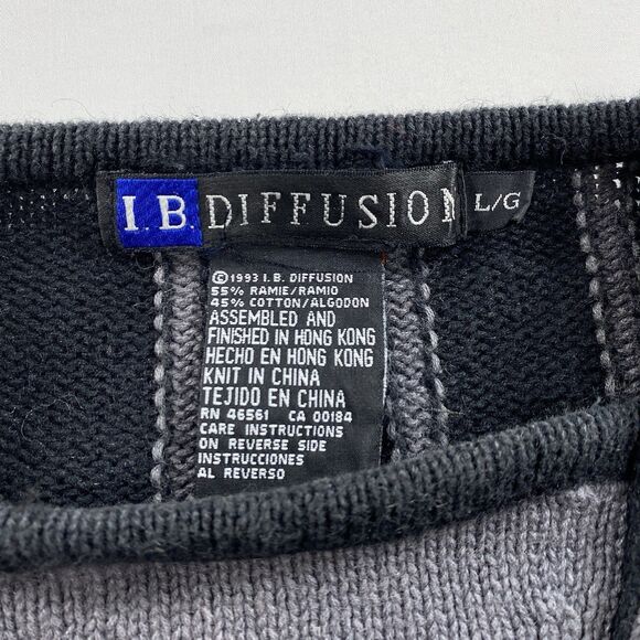 VTG IB Diffusion Sweater Womens Large Black Gray Beaded Knit 90s Grandmacore - Picture 9 of 10